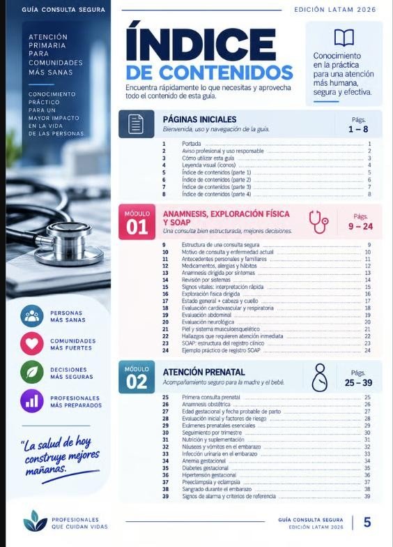 Índice de contenidos de la Guía Consulta Segura